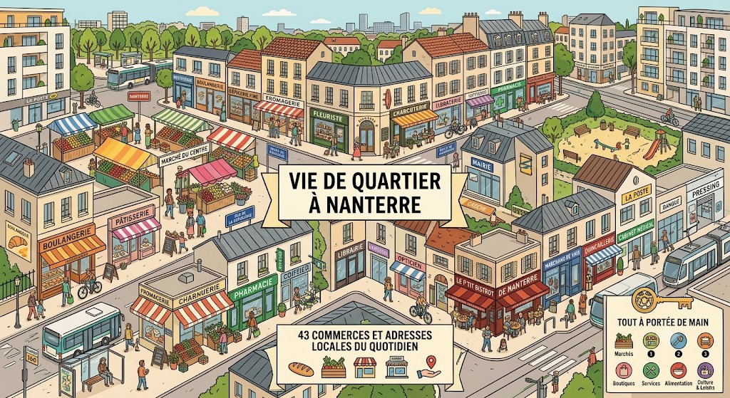 Vie de quartier à Nanterre — commerces, marchés et services du quotidien