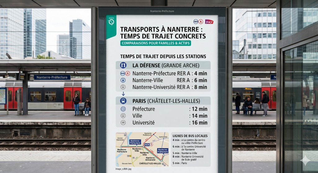 Gare RER A Nanterre-Ville — temps de trajet et histoire du réseau